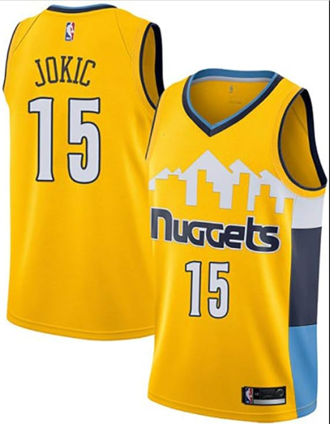 Youth Denver Nuggets 15 Nikola Jokic yellow 2025 NBA jersey